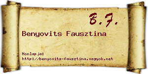Benyovits Fausztina névjegykártya